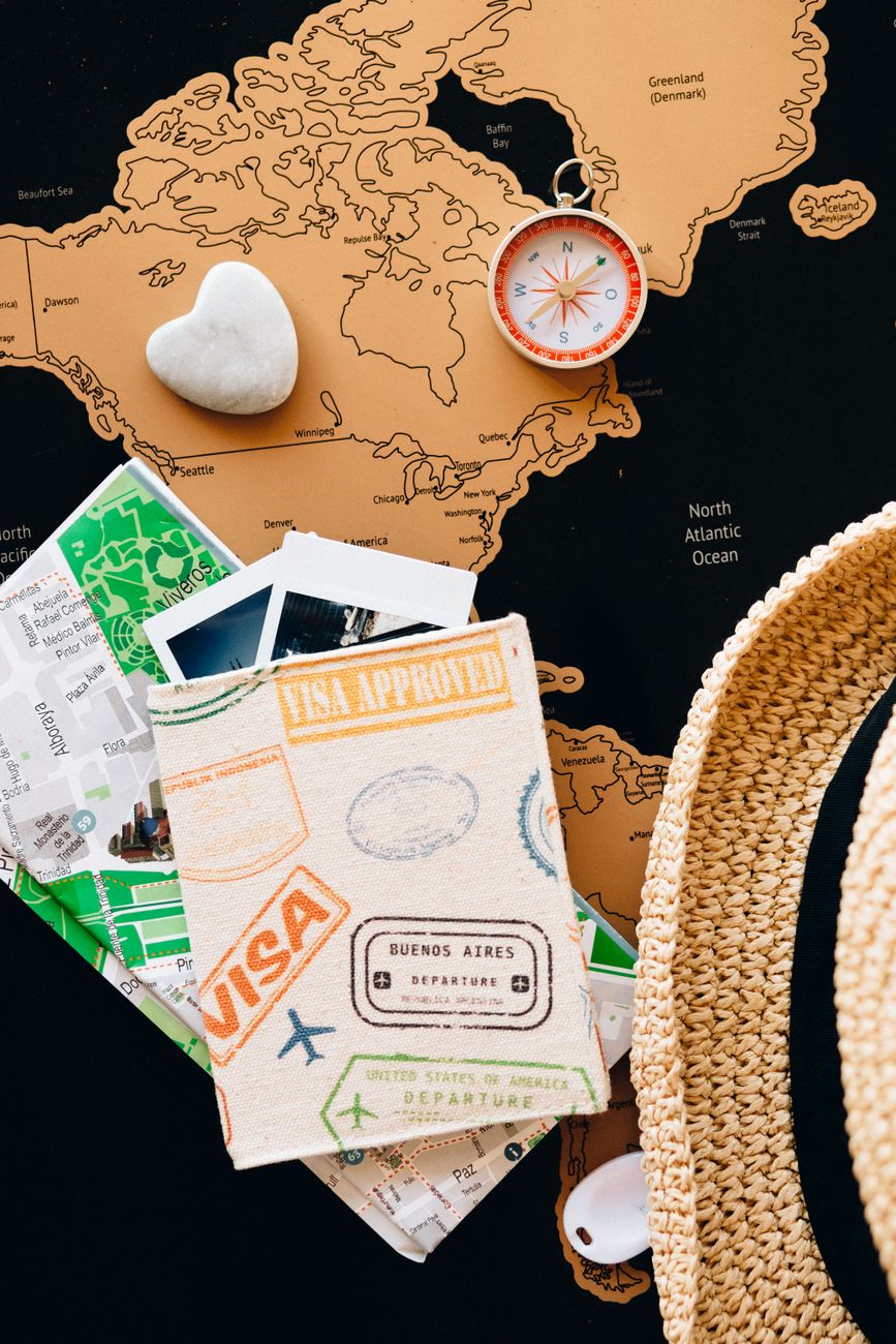 Custom itinerary notebook with navigational map